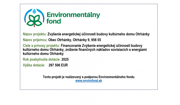 Informačná tabuľa pre dotáciu z EF na KD